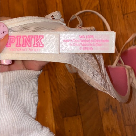 PINK Victoria’s Secret Date Push Up Bra Ivory & Floral Print 34C - Picture 6 of 8